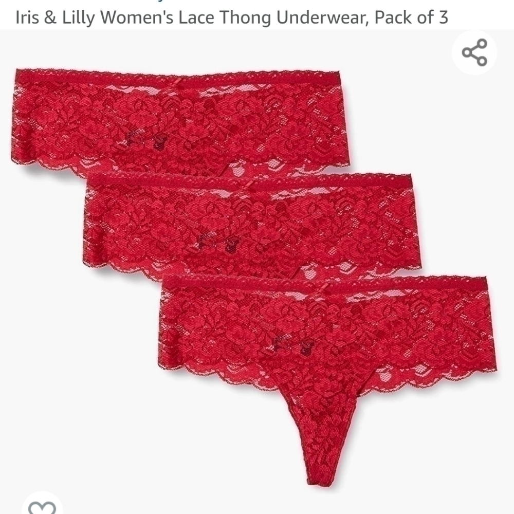 Iris Lilly London NEW 3 pack red lace thong underwear sz. M - Picture 4 of 10